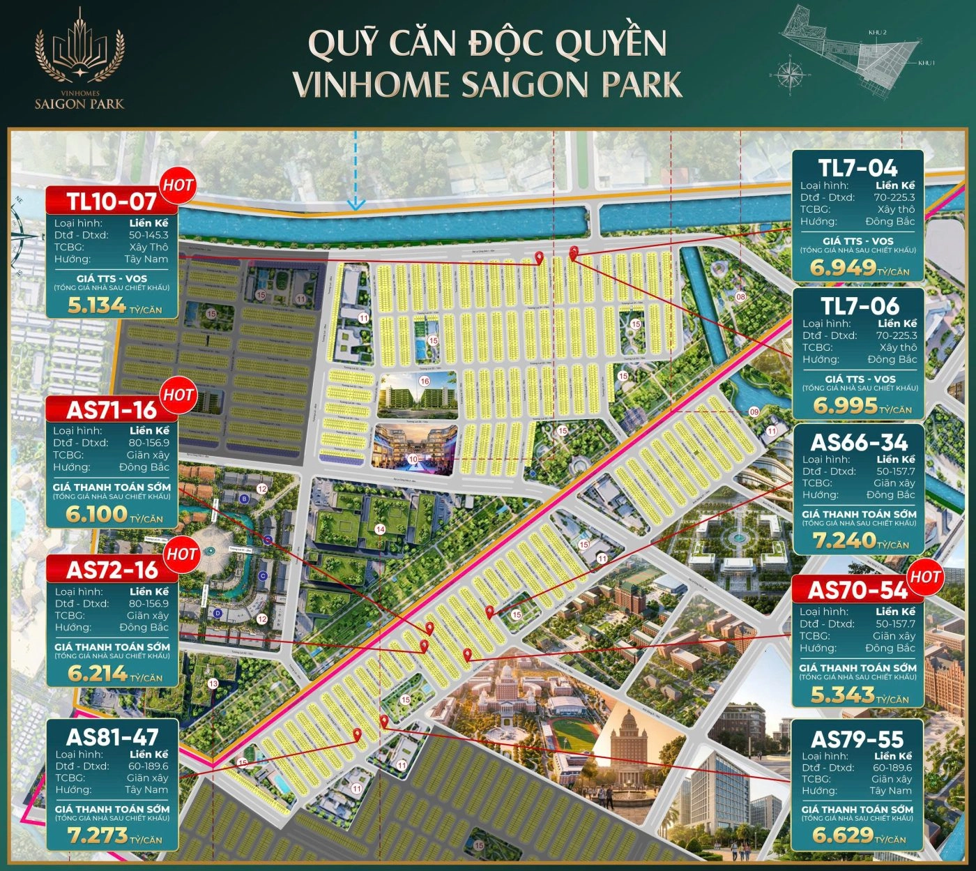 Qũy căn độc quyền nhà phố liền kề Vinhomes Saigon Park