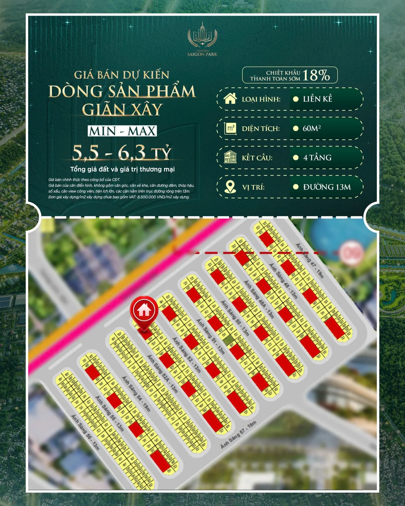 Giá bán Vinhomes SaiGon Park từ 5.5 tỷ