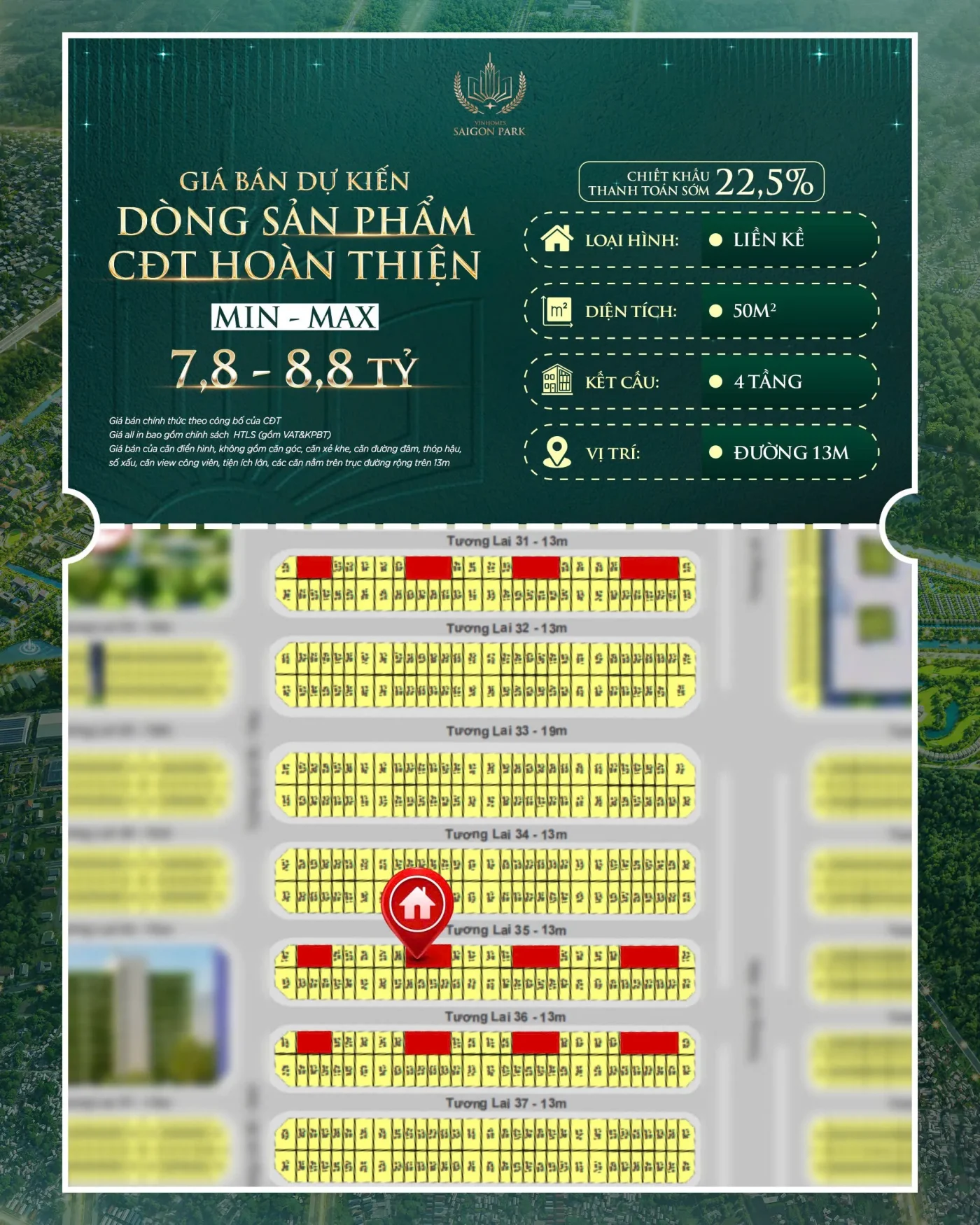 Giá bán Vinhomes SaiGon Park từ 8 tỷ