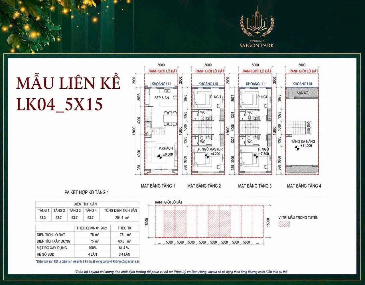 Layout nhà phố Vinhomes Saigon Park