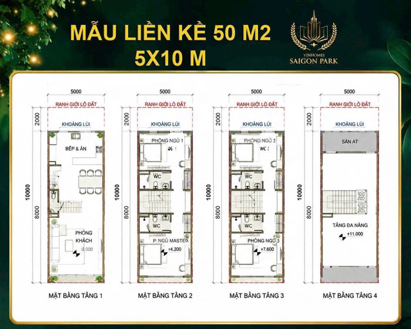 Mẫu nhà phố giãn xây 50m2 Vinhomes Saigon Park